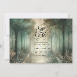 Sage Green Enchanted Forest Radiance Wedding セーブザデート
