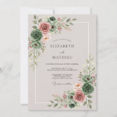 Sage Green Enthralling Succulent Wedding 招待状 (正面)