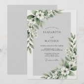 Sage Green Ethereal Blossom Wedding 招待状 (正面/裏面)