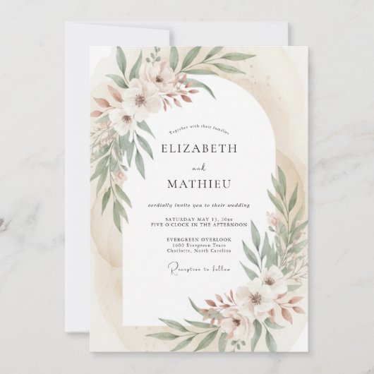 Sage Green Ethereal Bohemian Wedding 招待状 (正面)