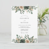 Sage Green Ethereal Flourish Wedding 招待状 (スタンド正面)