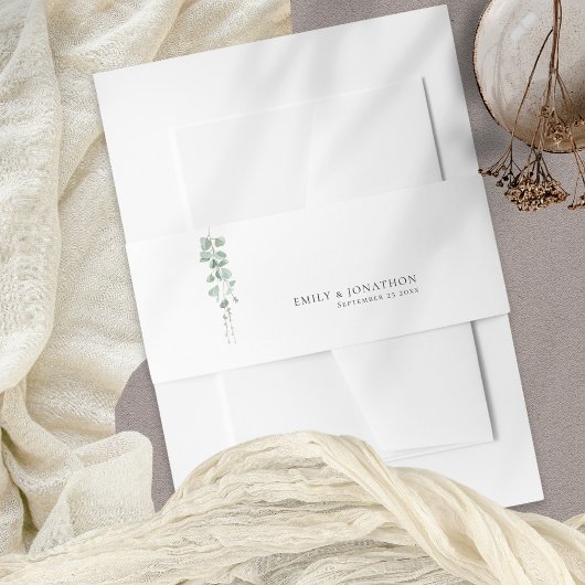 Sage Green Eucalyptusスクリプト名結婚ズ 招待状ベリーバンド