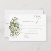 Sage Green Eucalyptus Botanical Floral RSVP | (正面)