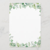 Sage Green Eucalyptus Botanical Wedding PROGRAM プログラム (裏面)