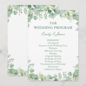 Sage Green Eucalyptus Botanical Wedding PROGRAM プログラム (正面/裏面)