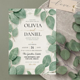 Sage Green Eucalyptus Dewdrop Botanical Leaves アクリル招待状