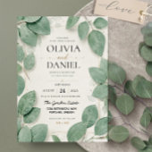 Sage Green Eucalyptus Dewdrop Botanical Leaves 招待状