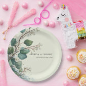 Sage Green Eucalyptus Elegant Boho ペーパープレート (パーティー)