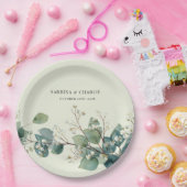 Sage Green Eucalyptus Elegant Boho ペーパープレート (パーティー)