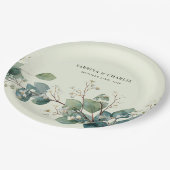 Sage Green Eucalyptus Elegant Boho ペーパープレート (アングル)