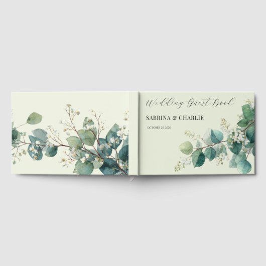 Sage Green Eucalyptus Elegant Boho Wedding ゲストブック (全面)