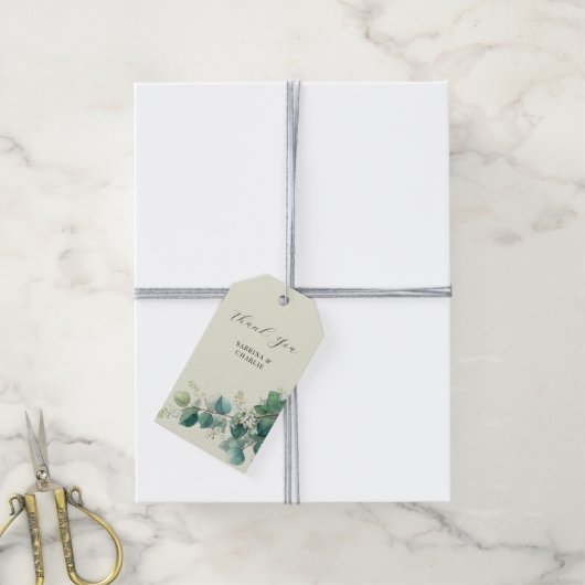 Sage Green Eucalyptus Elegant Foliage ギフトタグ (より糸付き)