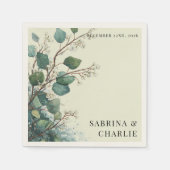 Sage Green Eucalyptus Elegant Foliage Wedding  スタンダードカクテルナプキン (正面)