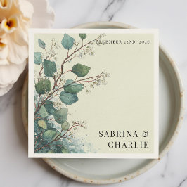 Sage Green Eucalyptus Elegant Foliage Wedding スタンダードカクテルナプキン