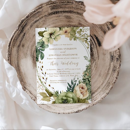 Sage Green Eucalyptus Floral  Rustic Wedding | 招待状