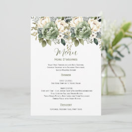 Sage Green Eucalyptus Floral Wedding | Menu 招待状