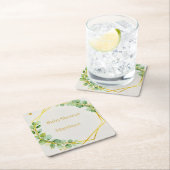 Sage Green Eucalyptus Gold Baby Shower Coasters スクエアペーパーコースター (インサイチュ)
