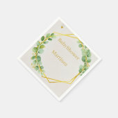 Sage Green Eucalyptus Gold Foliage Baby Shower Nap スタンダードカクテルナプキン (角)