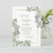 Sage Green Eucalyptus Gold Frame Wedding 招待状 (スタンド正面)