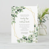 Sage Green Eucalyptus Gold Geometric Wedding 招待状 (スタンド正面)