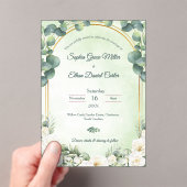 Sage Green Eucalyptus Green Botanical Wedding アクリル招待状 (インサイチュ (ポータブル))