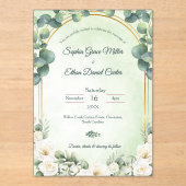 Sage Green Eucalyptus Green Botanical Wedding アクリル招待状 (正面)