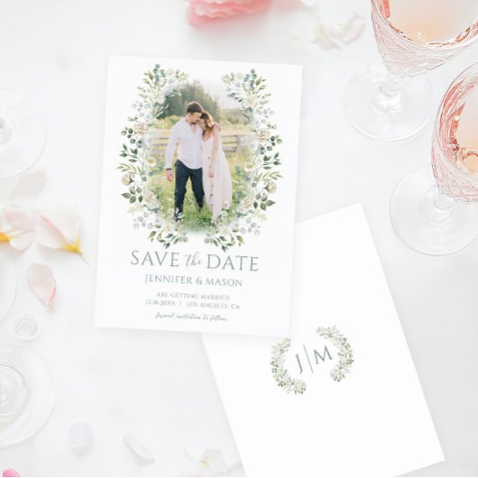 Sage Green Eucalyptus Greenery日付写真を保存 招待状