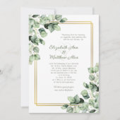 Sage Green Eucalyptus Greenery Gold Frame Wedding 招待状 (正面)