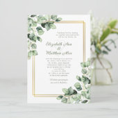 Sage Green Eucalyptus Greenery Gold Frame Wedding 招待状 (スタンド正面)