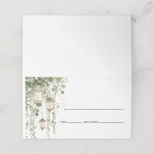 Sage Green Eucalyptus Lantern  プレイスカード (外部開封)
