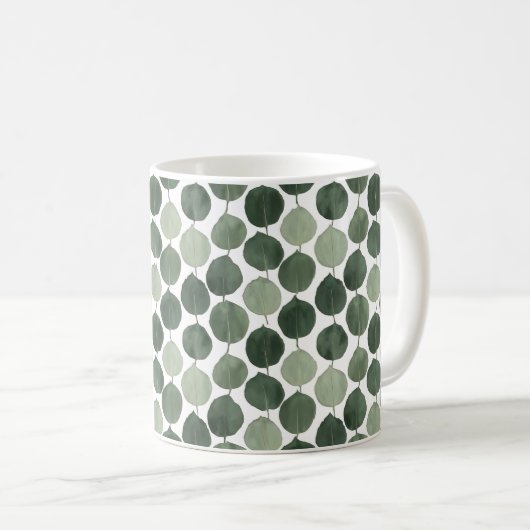 Sage Green Eucalyptus Leaf Pattern Botanical Plant コーヒーマグカップ (正面右)