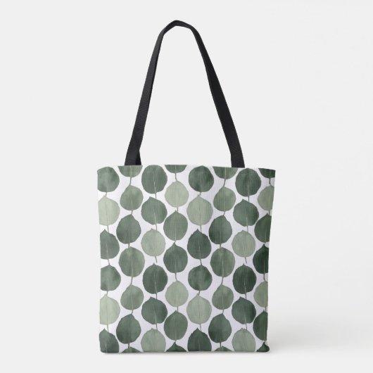 Sage Green Eucalyptus Leaf Pattern Botanical Plant トートバッグ (裏面)