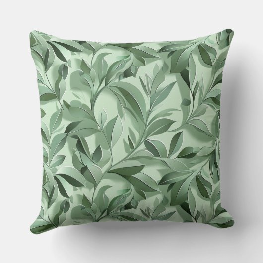 Sage Green Eucalyptus Leaves Botanical Greenery クッション (裏面)