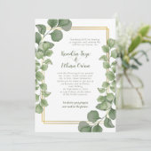 Sage Green Eucalyptus Leaves Gold Frame Wedding 招待状 (スタンド正面)