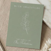 Sage Green Eucalyptus Minimalist Funeral Thank You カード