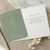 Sage Green Eucalyptus Minimalist Funeral Thank You カード