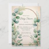 Sage Green Eucalyptus Neutral Baby Shower 招待状 (正面)