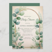 Sage Green Eucalyptus Neutral Baby Shower 招待状 (正面/裏面)
