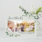 Sage Green Eucalyptus Photo'結婚S Thank You カード (スタンド正面)