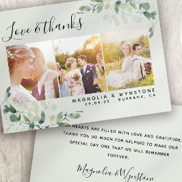 Sage Green Eucalyptus Photo'結婚S Thank You カード