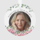Sage Green Eucalyptus Pink Roses Remembrance オーナメント (裏面)