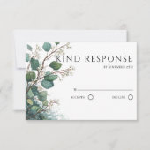 Sage Green Eucalyptus QR Code Wedding 出欠カード (正面)