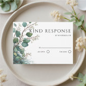 Sage Green Eucalyptus QR Code Wedding 出欠カード