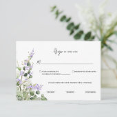 Sage Green Eucalyptus RSVP Card with Lilac Florals (スタンド正面)