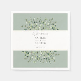 Sage Green Eucalyptus Together Forever Wedding スタンダードカクテルナプキン