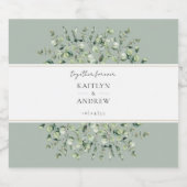 Sage Green Eucalyptus Together Forever Wedding スパークリングワインラベル (シングルラベル)