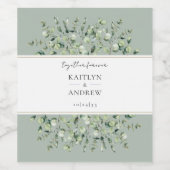 Sage Green Eucalyptus Together Forever Wedding ワインラベル (シングルラベル)