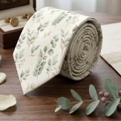 Sage Green Eucalyptus Watercolor Boho ネクタイ