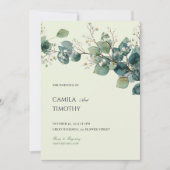 Sage Green Eucalyptus Watercolor Greenery Wedding 招待状 (正面)