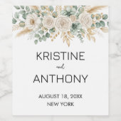 Sage Green Eucalyptus Wedding ワインラベル (シングルラベル)